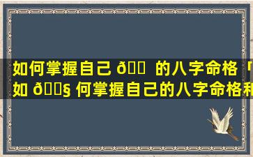 如何掌握自己 🐠 的八字命格「如 🐧 何掌握自己的八字命格和命运」